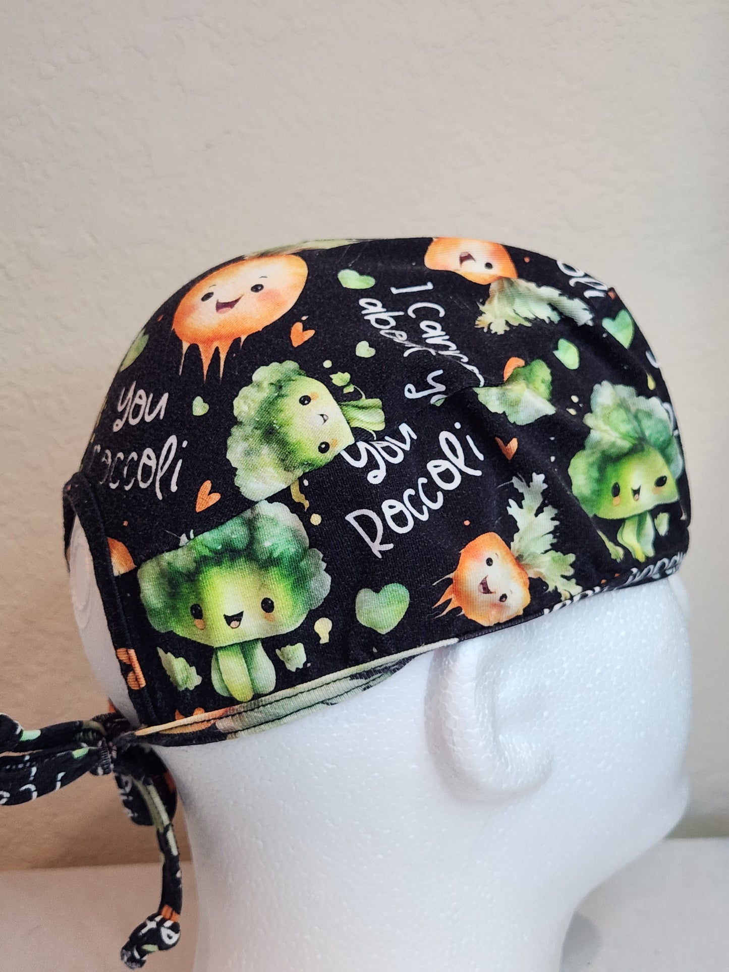 Carrot & Broccoli Caricature - Scrub Cap