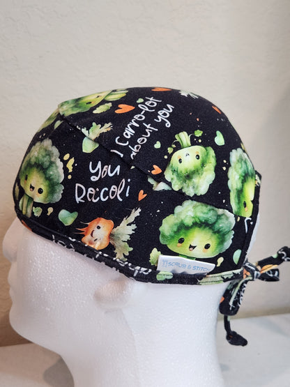 Carrot & Broccoli Caricature - Scrub Cap