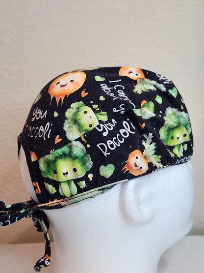 Carrot & Broccoli Caricature - Scrub Cap