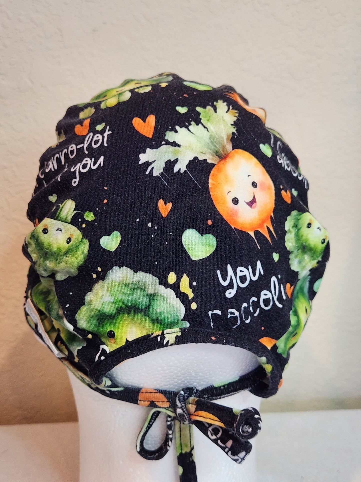 Carrot & Broccoli Caricature - Scrub Cap